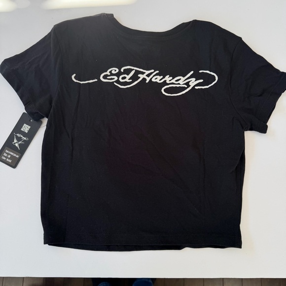 Ed Hardy Black Crop Top with Pink and Red Graphic t-shirt NWT - Picture 13 of 16